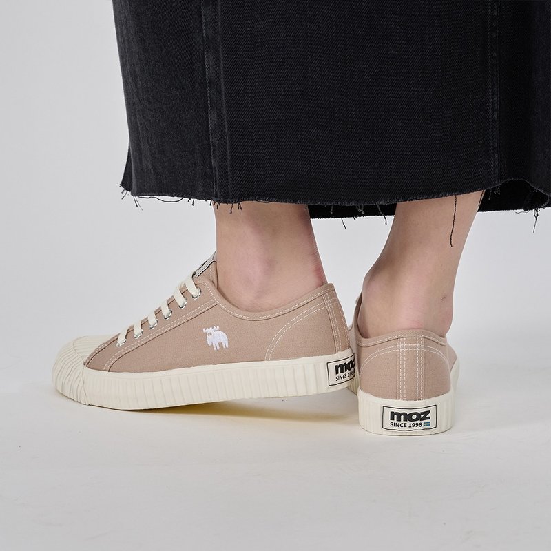 moz Swedish moose lace-up canvas biscuit shoes (earl grey milk tea) - รองเท้าลำลองผู้หญิง - ผ้าฝ้าย/ผ้าลินิน สีกากี