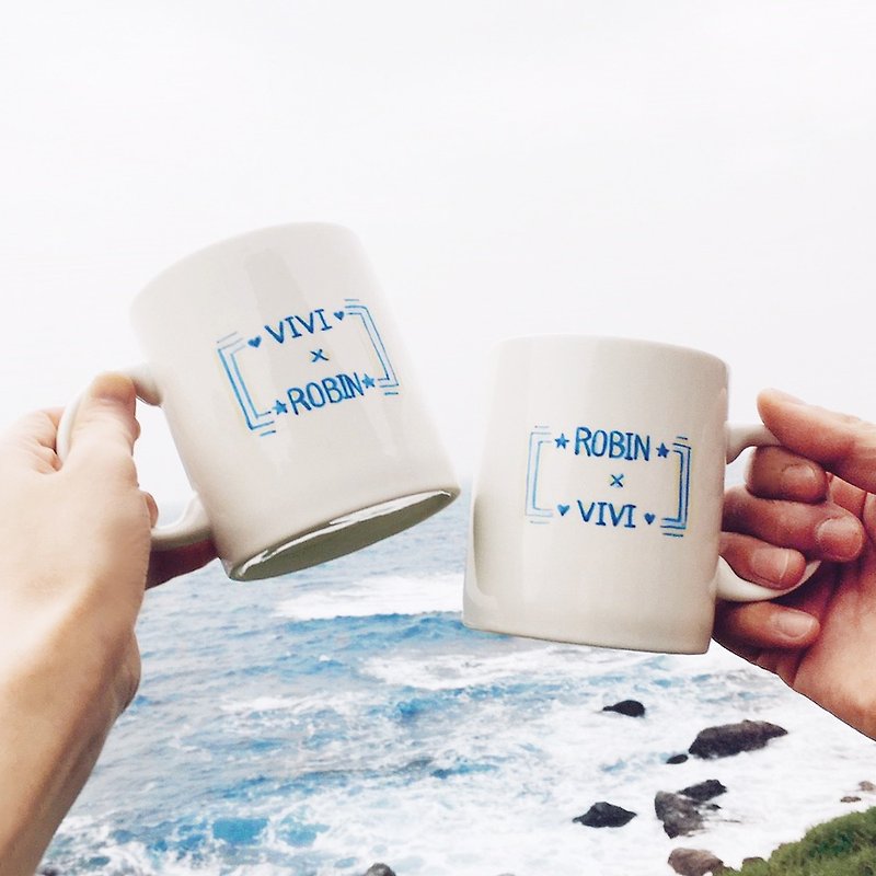 1+1 combination / customized name / lover. 闺 / mug to cup - แก้วมัค/แก้วกาแฟ - เครื่องลายคราม 