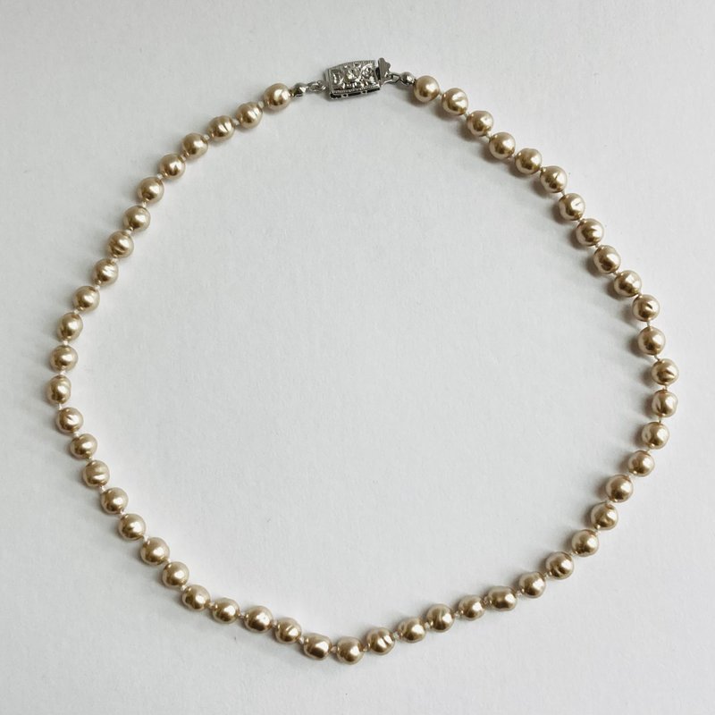 Glass baroque pearl all knot necklace / approx. 6mm approx. 42cm / cafe mocha / made in japan - Necklaces - Glass Brown