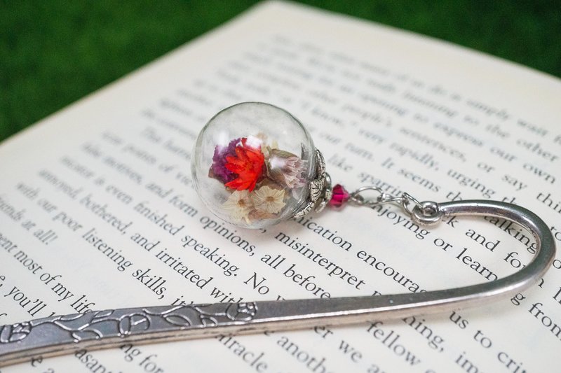 Dried flower bookmark/personalized Swarovski birthstone/glass vial bookmark - Bookmarks - Plants & Flowers Multicolor