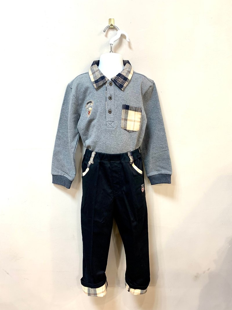 【童裝送禮】KP 正式休閒皆適合 男童套裝組 - 男/女童裝 - 棉．麻 灰色
