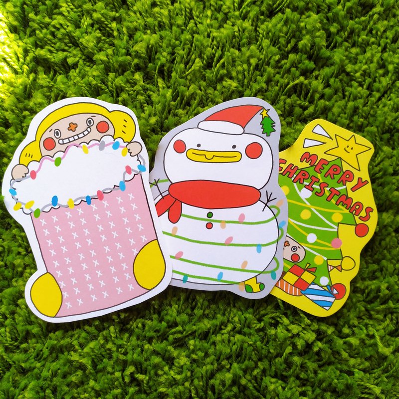 花大鼻聖誕造型明信片(3組入) - 卡片/明信片 - 紙 綠色