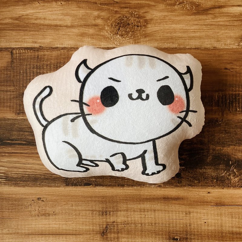 [Little Bear Doll] A Ass Cat Small Pillow Happy Goodbye Pillow - Pillows & Cushions - Polyester White