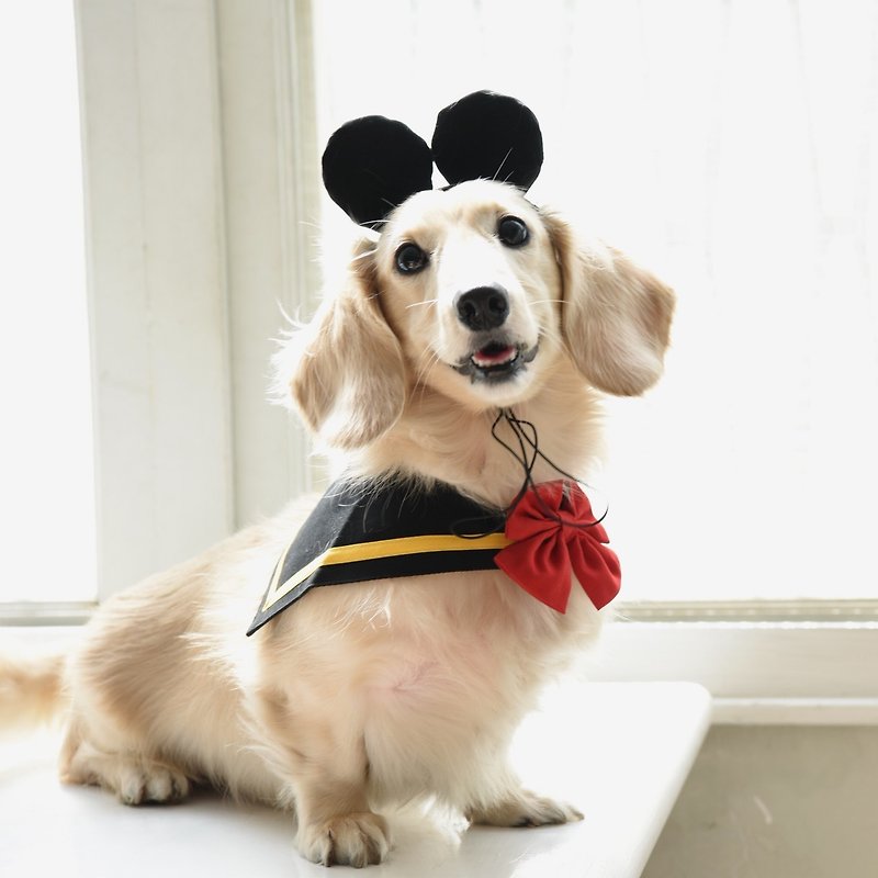 Mickey navy collar from**with ears hair tie + bow tie**【ZAZAZOO】 - Clothing & Accessories - Cotton & Hemp Black