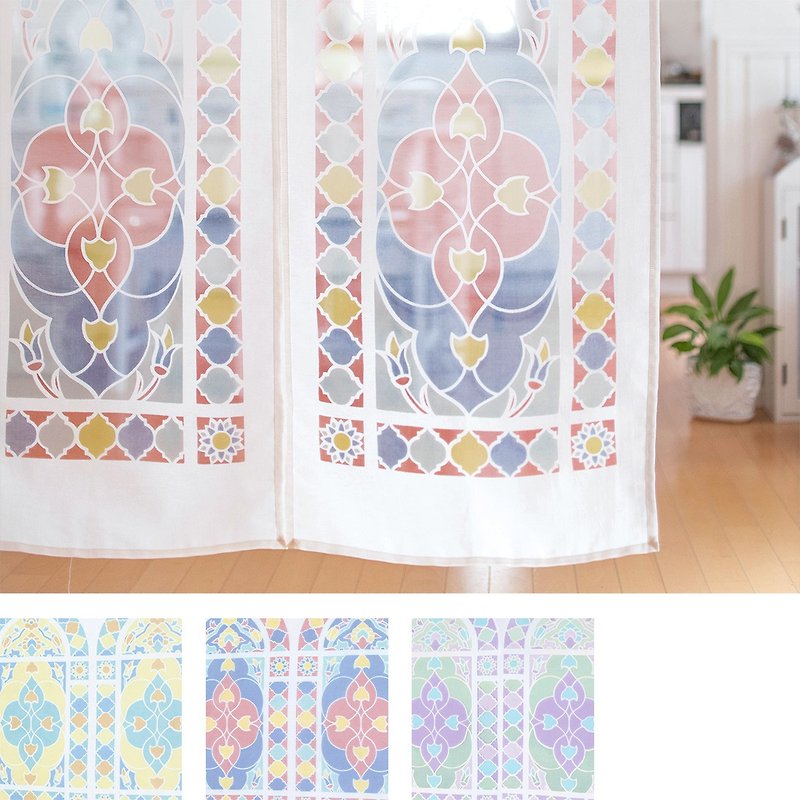 【Reservation】India Made Transparent Stained Glass Wind Long Curtain - ม่านและป้ายประตู - ผ้าฝ้าย/ผ้าลินิน 