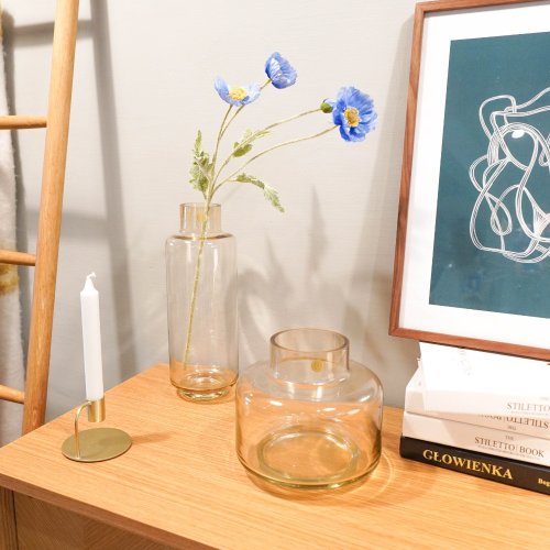 Hübsch】－280604 琥珀色の太くて薄いガラスの花瓶 群生花 フラワーアレンジメント - ショップ hubschtw 花瓶・植木鉢 -  Pinkoi