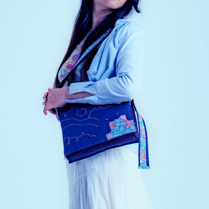 Starry Night/Crossbody Bag/Handbag/Date Bag/Gift - กระเป๋าแมสเซนเจอร์ - ผ้าฝ้าย/ผ้าลินิน 