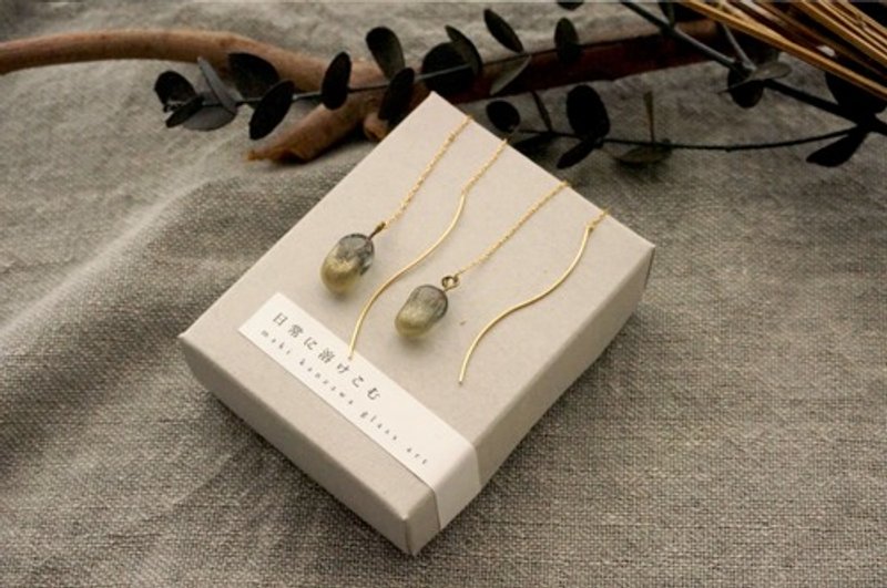 <fille> Threader Earrings ｜ American earrings - gray - สร้อยคอ - แก้ว 