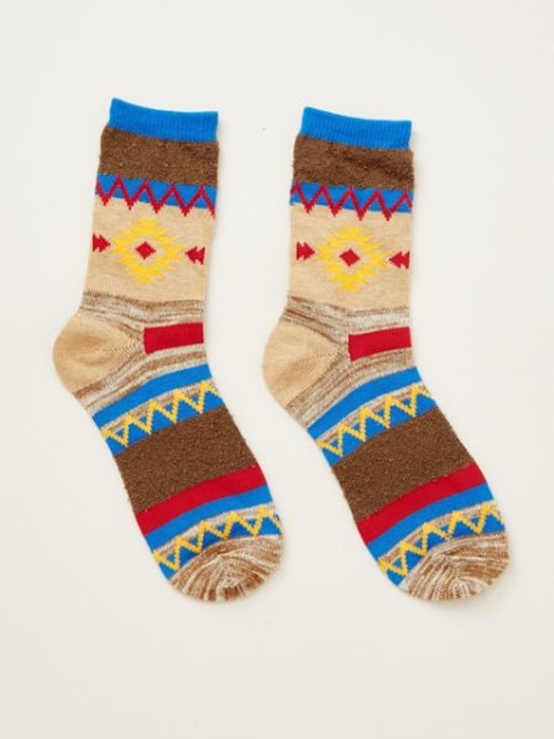 【Pre-order】 ave Indian Totem Socks ✱ (three-color) - Socks - Cotton & Hemp Multicolor