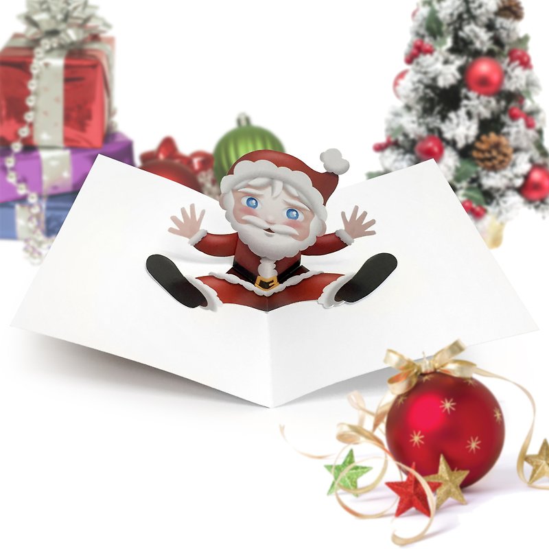 Santa Card | Christmas Card | Christmas Pop Up Card | Pop Up Card - การ์ด/โปสการ์ด - กระดาษ 