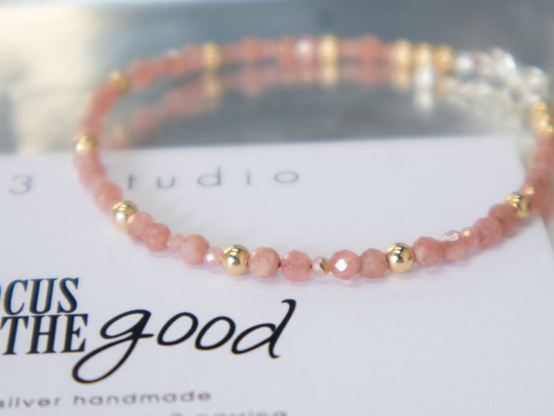 Stone- July Birthstone 925 SILVER Faceted Stone 2.5mm - Detailed Bracelet - Bracelets - Gemstone Pink