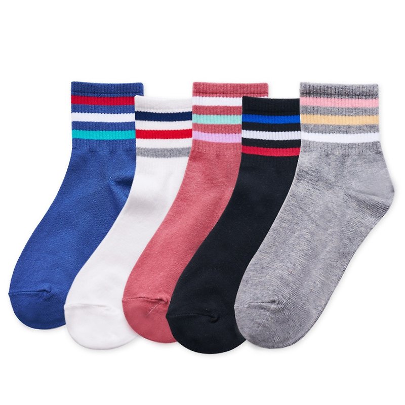 【ONEDER】Lycra elastic mid-calf socks 3 pairs set Korean style mid-calf socks made in Taiwan for women - Socks - Other Materials 