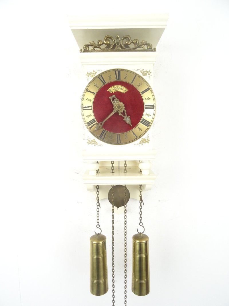 Friesian Dutch Antique Vintage Hindeloopen Wall Clock Warmink Wuba Junghans era) - นาฬิกา - ไม้ ขาว