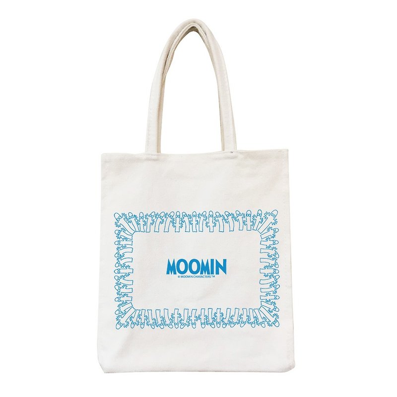 Moomin 噜噜 米 Authorization-Picnic Bag [Moomin Elf] - กระเป๋าถือ - ผ้าฝ้าย/ผ้าลินิน สีน้ำเงิน