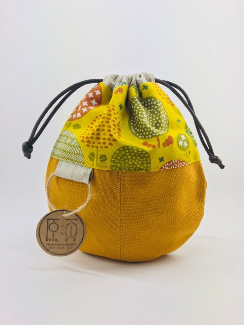 Waterdrop Drawstring Pocket (Yellow) - Drawstring Bags - Cotton & Hemp Orange