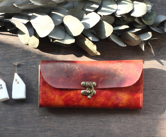 Accordion vegetable tanned leather long wallet - Lisbon Story