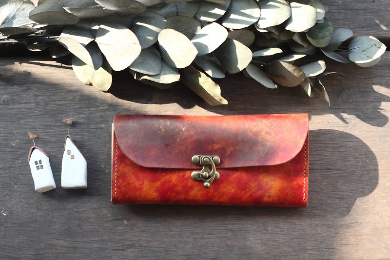 Accordion vegetable tanned leather long wallet - Lisbon Story - SUN - Wallets - Genuine Leather Red