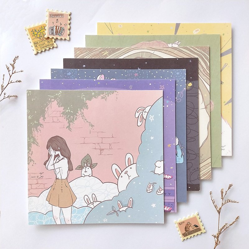 Paper Cards & Postcards - 【Runaway Girl】Illustration Postcard (Set) - Square