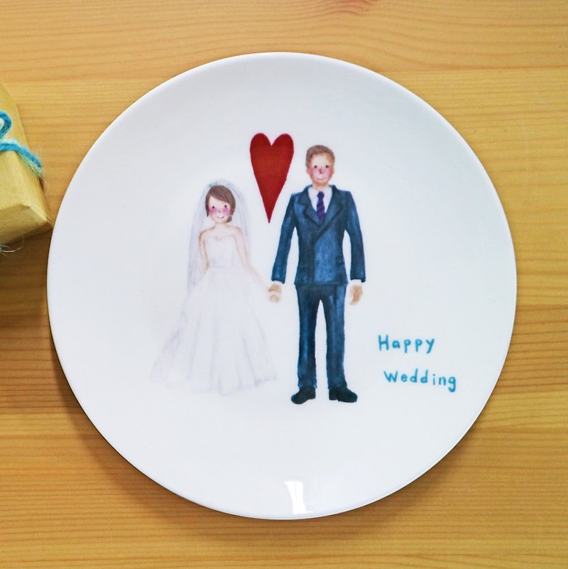 SGSによる6.5インチの磁器-Happy結婚式/花嫁介添人ギフト/結婚祝い/ウェディングアクセサリー/トレイ/皿/ボーンチャイナ/電子レンジ/ - 小皿 - 磁器 ピンク