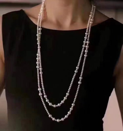 Athena珍珠設計 多層串鏈 天然淡水珍珠 強光 多戴法