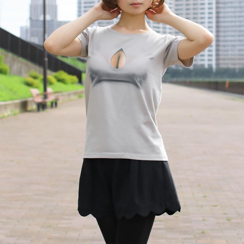 Mousou Drop T-shirt/ GRAY - Women's Shirts - Cotton & Hemp Gray