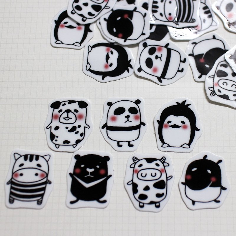 Mini Sticker Pack_Black and White Friends (20 pcs) - Stickers - Waterproof Material 