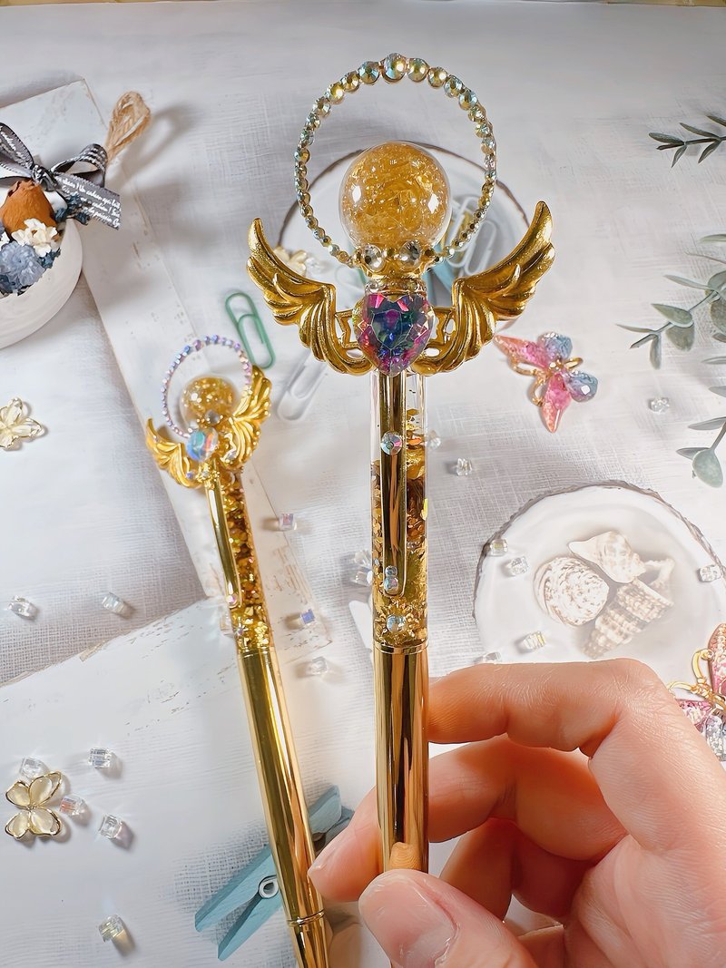 Handmade sticky diamond pen ballpoint pen handmade - ปากกา - เครื่องเพชรพลอย สีทอง