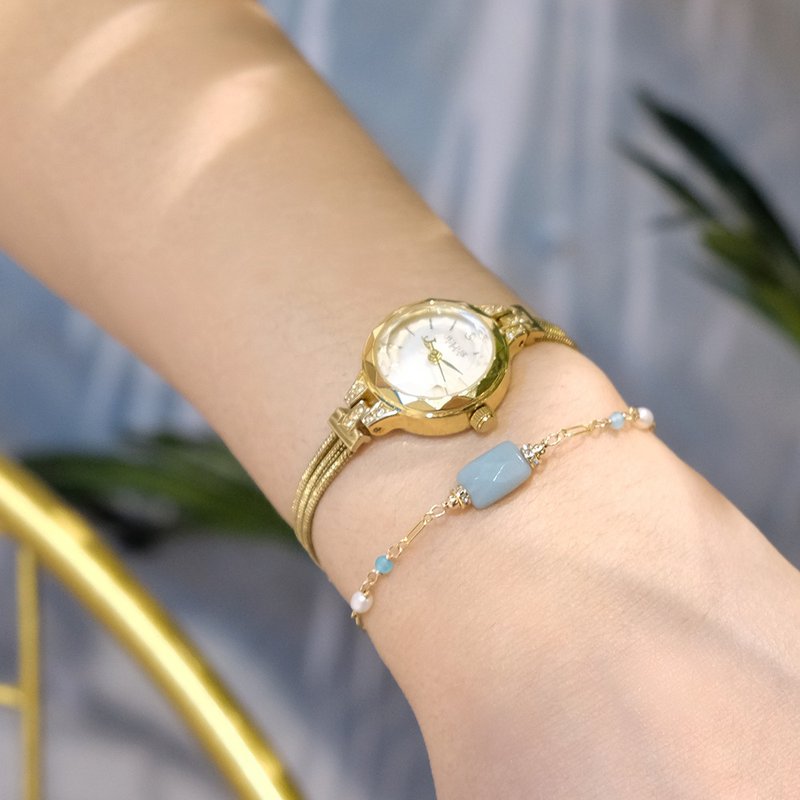 Quiet Time-14K Gold Covered Tianhe Stone Bracelet - สร้อยข้อมือ - เครื่องประดับพลอย สีน้ำเงิน