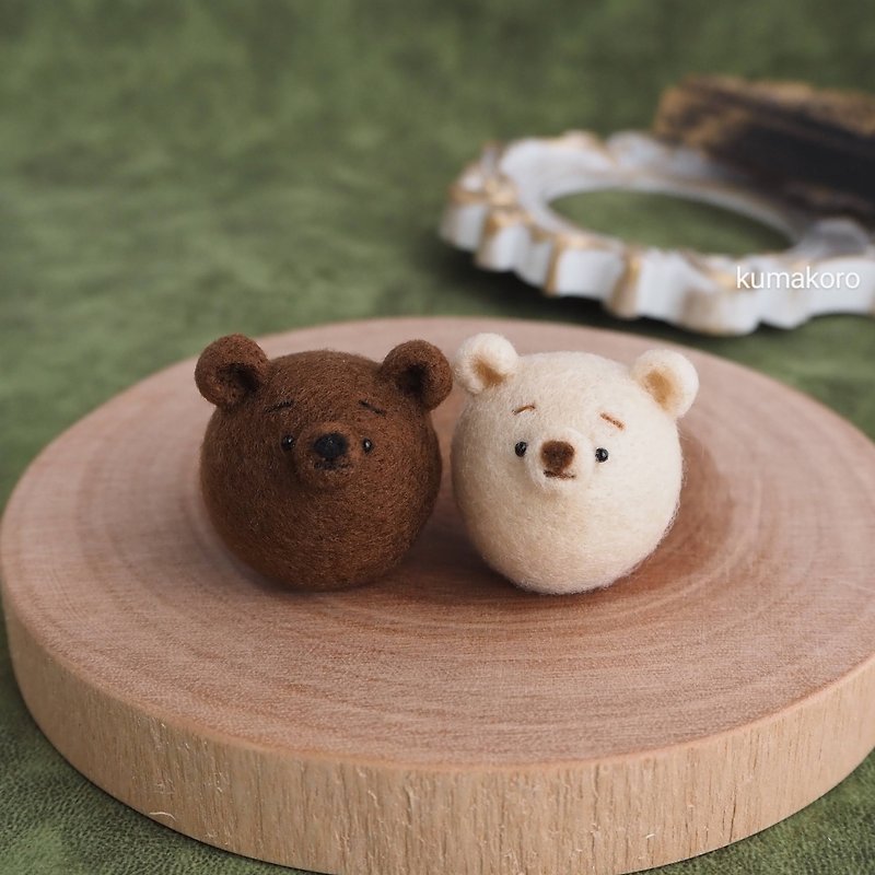 Mayu Bear (dark brown/beige) Wool Felt - Items for Display - Wool Brown