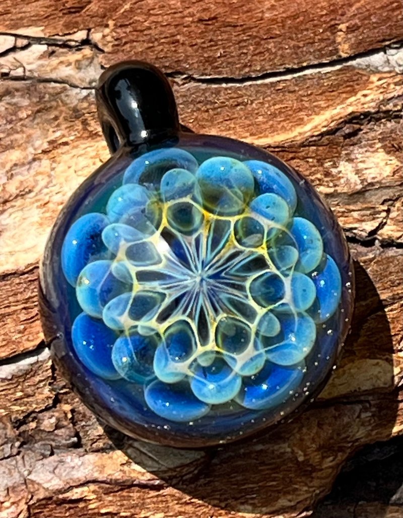 boroccus 內外幾何硼矽酸鹽玻璃吊墜 - 項鍊 - 玻璃 藍色