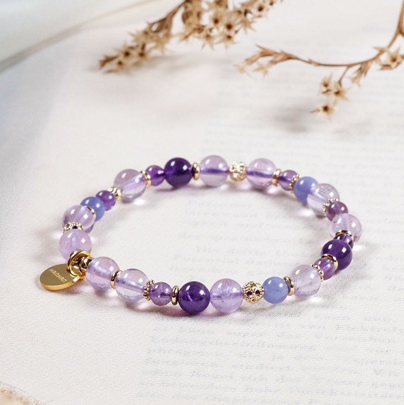 Amethyst Tanzanite Bracelet Natural Mineral Crystal - สร้อยข้อมือ - คริสตัล สีม่วง