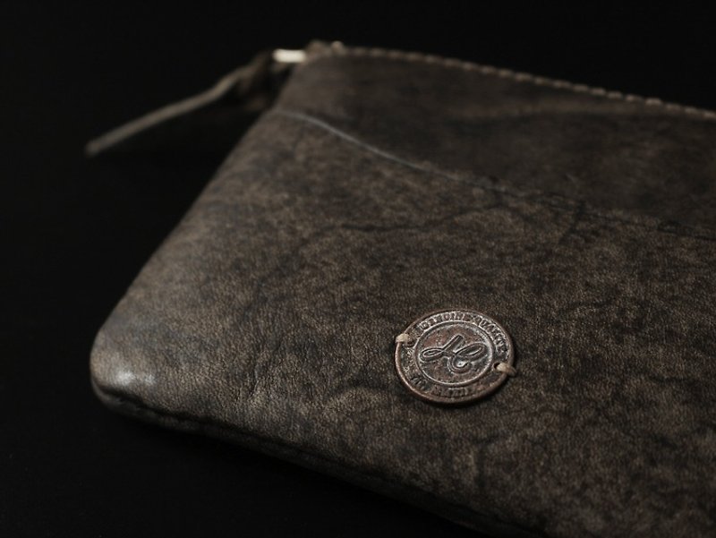 HEYOU Handmade - Coin Case Leather Coin Purse - Retro Gray - กระเป๋าใส่เหรียญ - หนังแท้ หลากหลายสี