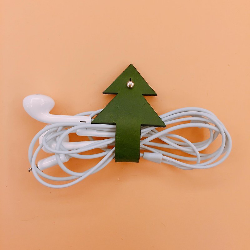 [Christmas Gift Box] Vegetable Tanned-Genuine Leather Christmas Tree Hub Christmas Gift Exchange Gift Choice - ที่เก็บสายไฟ/สายหูฟัง - หนังแท้ สีแดง