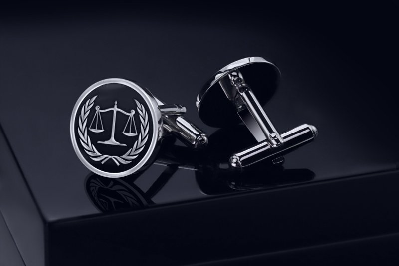 Lawyer Cufflinks, Lawyer gift, Law Cufflinks, Scales of Justice Cufflinks - กระดุมข้อมือ - เงินแท้ สีดำ