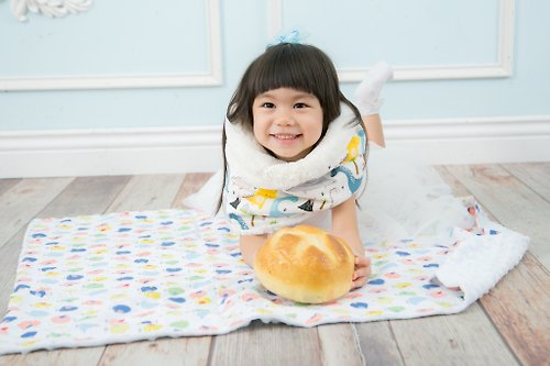 Cutie Bella 美好生活精品館 Minky多功能 點點顆粒 攜帶毯嬰兒毯冷氣毯被 藍色-小鳥