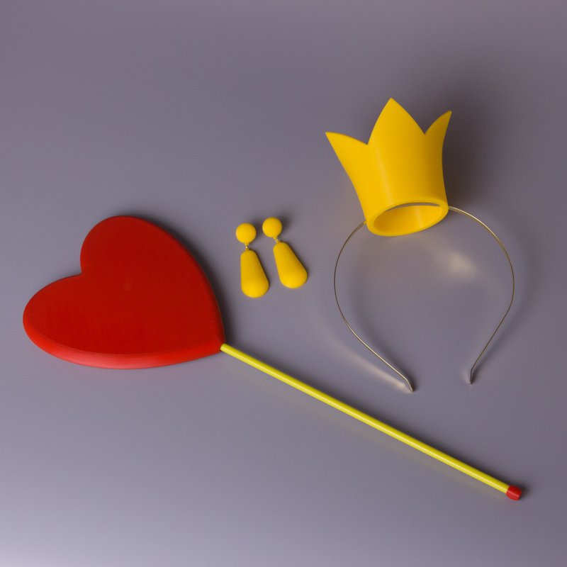 3D Printed Queen Of Hearts (Red Queen) Cosplay Costume accessories - 髮夾/髮圈 - 塑膠 黃色