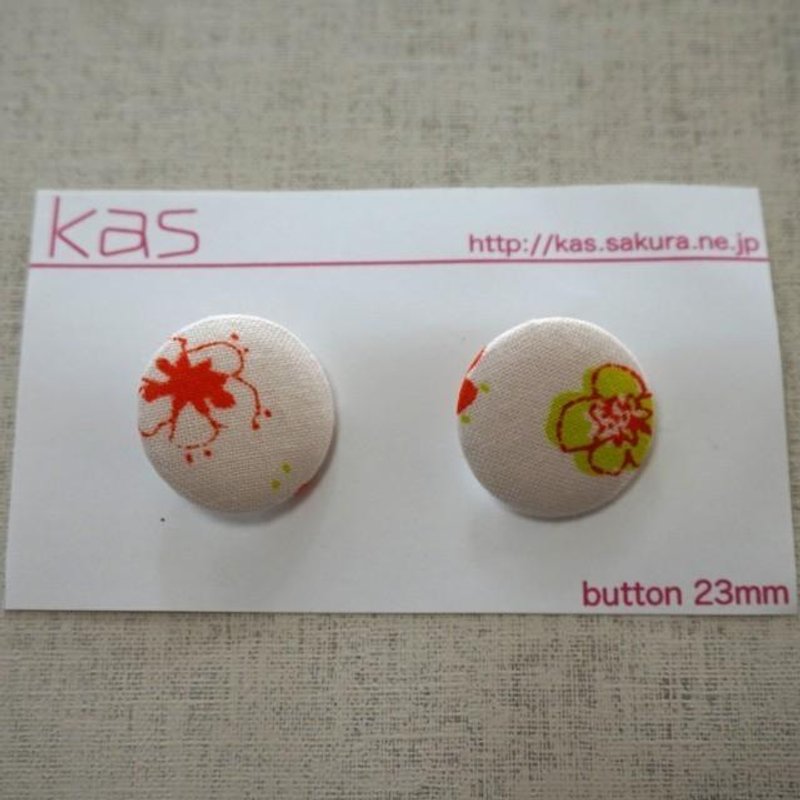 Hand printed original covered button"flower"(medium) - อื่นๆ - ผ้าฝ้าย/ผ้าลินิน สึชมพู