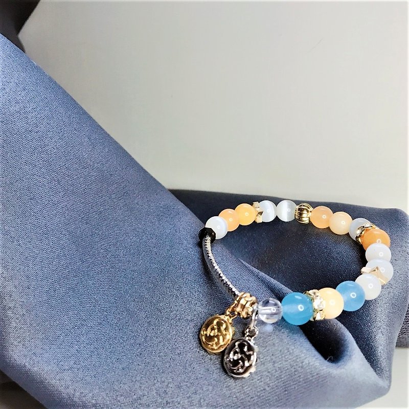 Lucky bag lemon pie Hailanbao ore bracelet - Bracelets - Stone Orange
