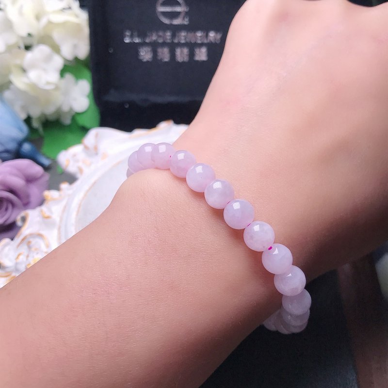 冰糯翡翠手珠 | 天然緬甸玉翡翠A貨 | 送禮 - 手鍊/手環 - 玉石 白色