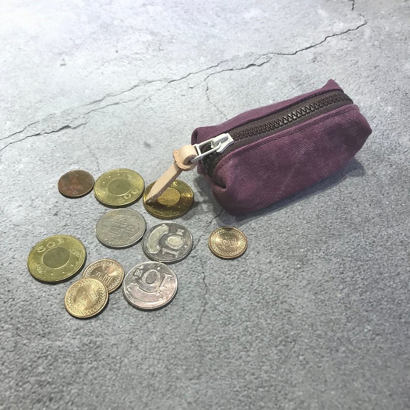 Sienna石洗帆布掌心零錢包 - 零錢包/小錢包 - 棉．麻 紫色