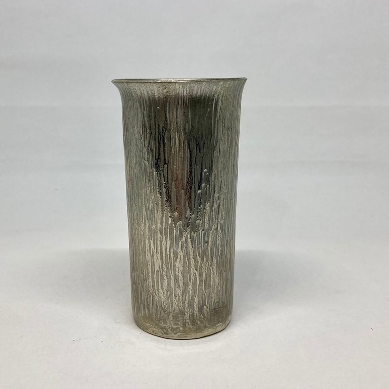 Sake cup/shochu cup/wood grain flip-top wine cup (large cup), hand-forged pure tin cup made by Qing Metallurgist - แก้วไวน์ - โลหะ 