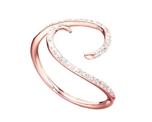 Majade Jewelry Design 鑽石漩渦戒指 14K玫瑰金戒指 極簡主義結婚戒指 優雅簡約求婚戒指