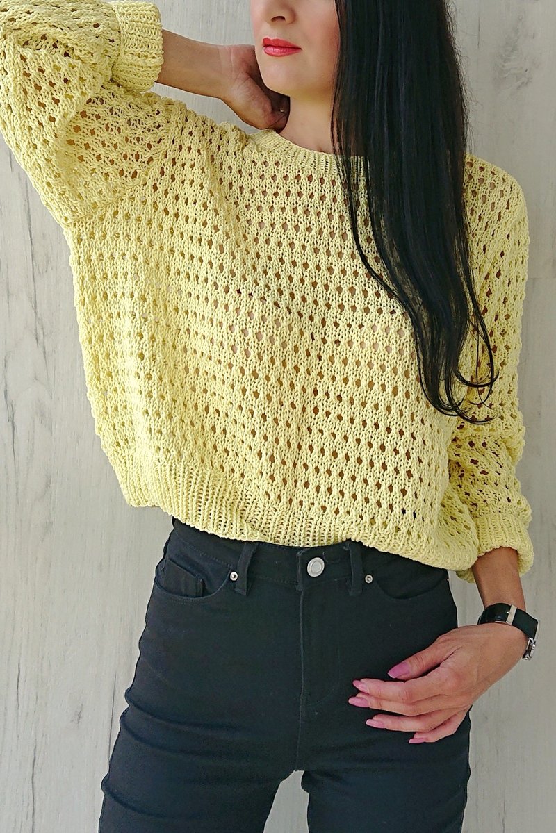 Cropped sweater Cotton knit sweater Womens summer top - 女毛衣/針織衫 - 棉．麻 