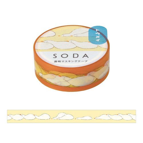 King Jim 臺灣總代理 【KING JIM】HITOTOKI SODA 透明PET卷狀膠帶 15MM 鵝鵝曬太陽