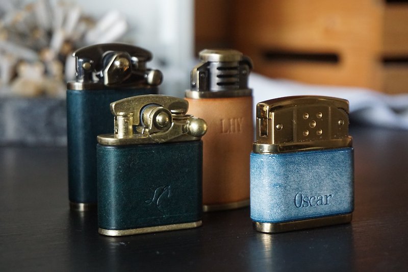 【 香港限定】手工皮革－ 黃銅打火機 可重用 Refillable Lighter - 其他 - 真皮 藍色