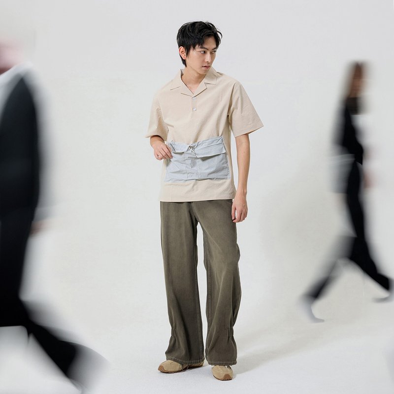 鬆緊微收口牛仔褲 - 男長褲/休閒褲 - 棉．麻 綠色