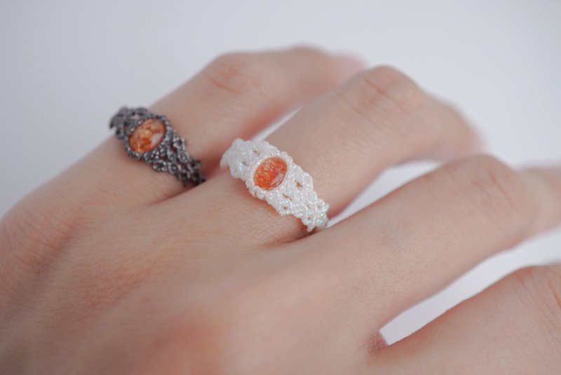 Sun Paraffin Thread Braided Ring - General Rings - Gemstone White