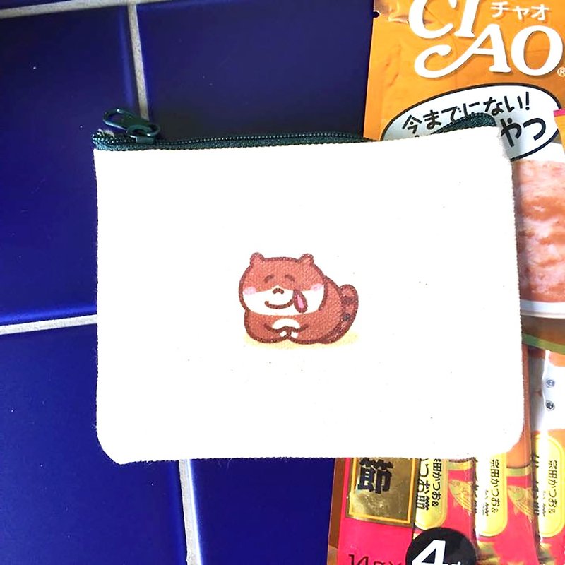 Greedy Cat の Daily Canvas Coin Purse (Voucher Holder) Hand-printed Coin bag - กระเป๋าใส่เหรียญ - ผ้าฝ้าย/ผ้าลินิน สีแดง