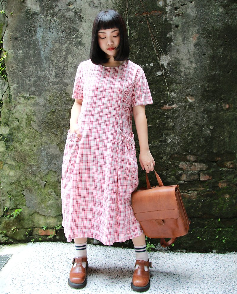 Back to Green:: 童話格紋  vintage dress (D-04) - 洋裝/連身裙 - 棉．麻 