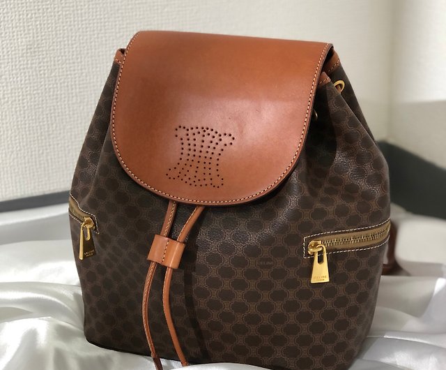 Celine Mini Boston Bag Triomphe Hand bag Macadam PVC leather brown ladies